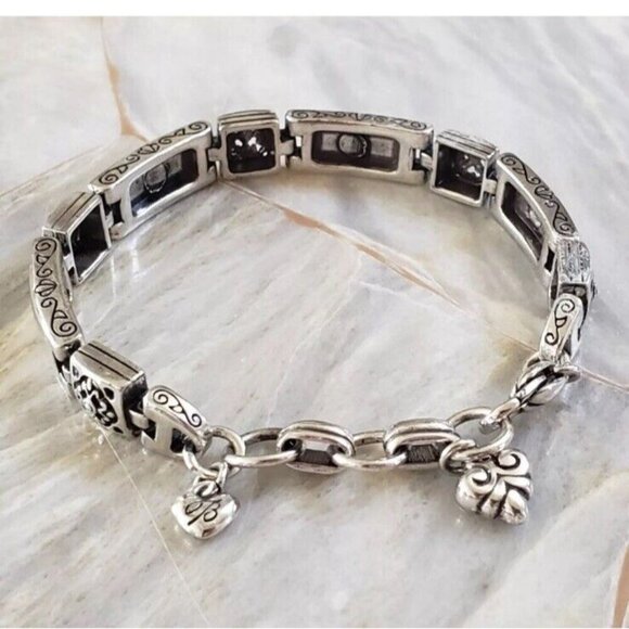 Brighton TRIBECA Silver Square Medallion Rectangular Solid Link Bracelet - Picture 8 of 8